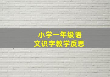 小学一年级语文识字教学反思