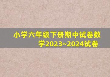 小学六年级下册期中试卷数学2023~2024试卷