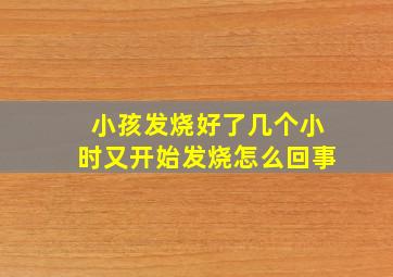 小孩发烧好了几个小时又开始发烧怎么回事