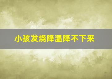 小孩发烧降温降不下来