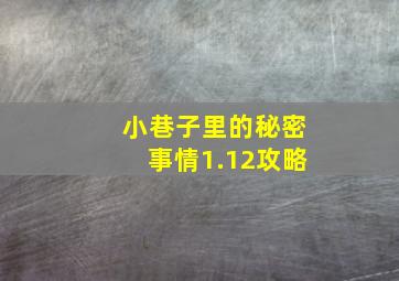 小巷子里的秘密事情1.12攻略