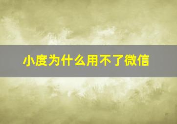 小度为什么用不了微信