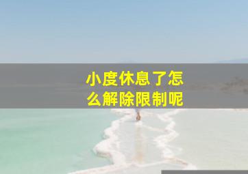 小度休息了怎么解除限制呢