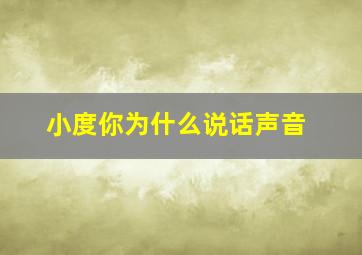 小度你为什么说话声音