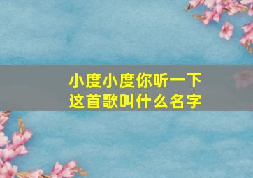 小度小度你听一下这首歌叫什么名字