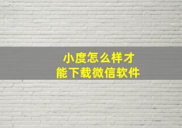 小度怎么样才能下载微信软件