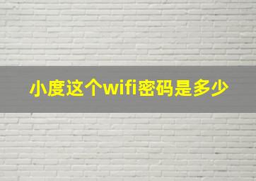 小度这个wifi密码是多少