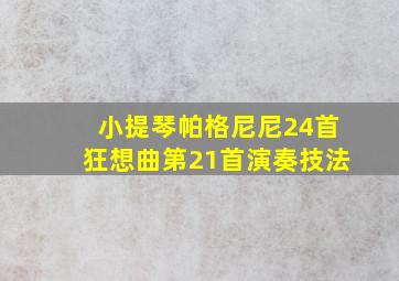 小提琴帕格尼尼24首狂想曲第21首演奏技法