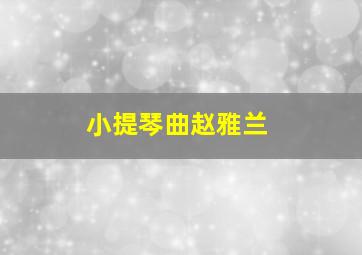 小提琴曲赵雅兰