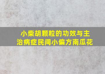 小柴胡颗粒的功效与主治病症民间小偏方南瓜花