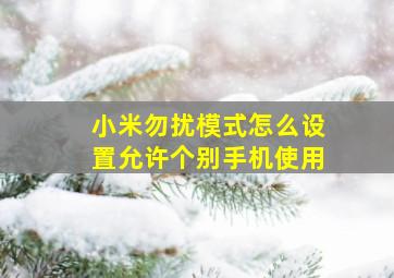 小米勿扰模式怎么设置允许个别手机使用