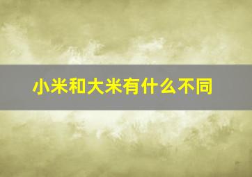 小米和大米有什么不同