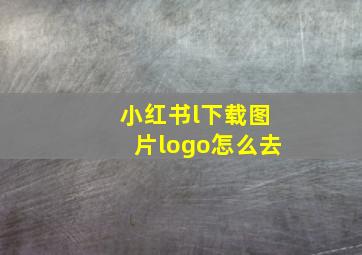 小红书l下载图片logo怎么去