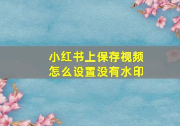 小红书上保存视频怎么设置没有水印