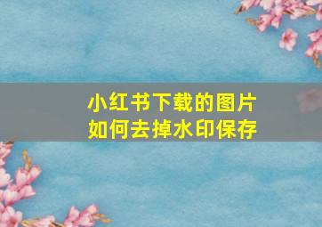 小红书下载的图片如何去掉水印保存