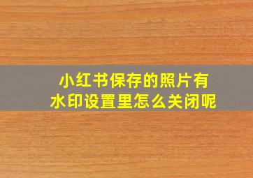 小红书保存的照片有水印设置里怎么关闭呢