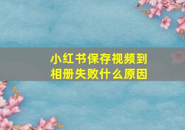 小红书保存视频到相册失败什么原因