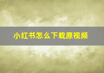 小红书怎么下载原视频