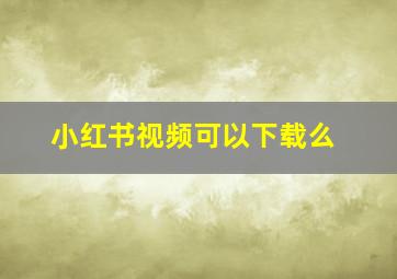 小红书视频可以下载么