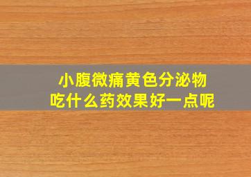 小腹微痛黄色分泌物吃什么药效果好一点呢