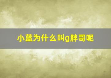 小蓝为什么叫g胖哥呢