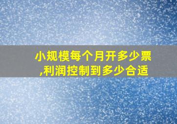 小规模每个月开多少票,利润控制到多少合适