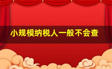 小规模纳税人一般不会查