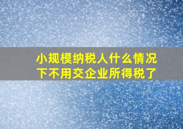 小规模纳税人什么情况下不用交企业所得税了