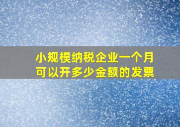 小规模纳税企业一个月可以开多少金额的发票