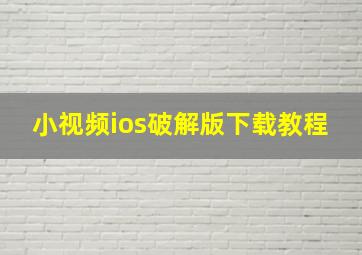 小视频ios破解版下载教程