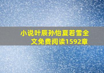 小说叶辰孙怡夏若雪全文免费阅读1592章