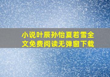 小说叶辰孙怡夏若雪全文免费阅读无弹窗下载