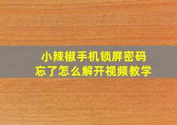 小辣椒手机锁屏密码忘了怎么解开视频教学