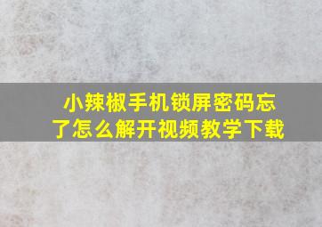 小辣椒手机锁屏密码忘了怎么解开视频教学下载