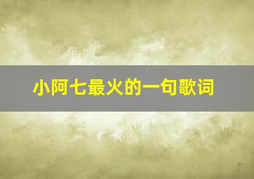 小阿七最火的一句歌词