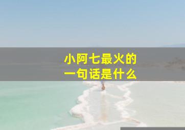 小阿七最火的一句话是什么