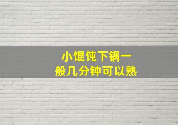 小馄饨下锅一般几分钟可以熟