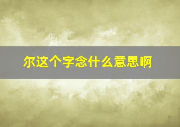 尔这个字念什么意思啊