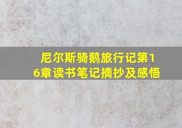 尼尔斯骑鹅旅行记第16章读书笔记摘抄及感悟