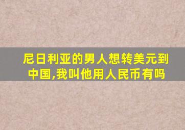 尼日利亚的男人想转美元到中国,我叫他用人民币有吗