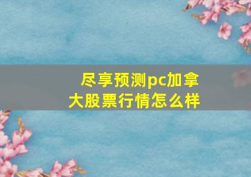 尽享预测pc加拿大股票行情怎么样