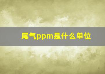 尾气ppm是什么单位