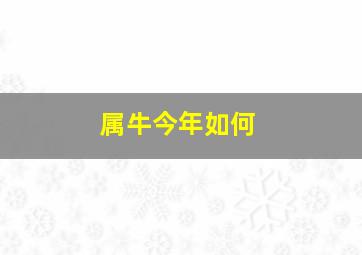 属牛今年如何