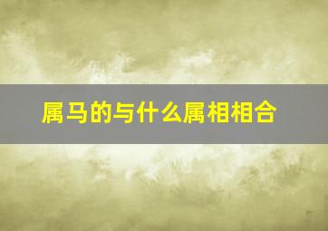 属马的与什么属相相合