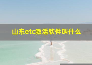 山东etc激活软件叫什么