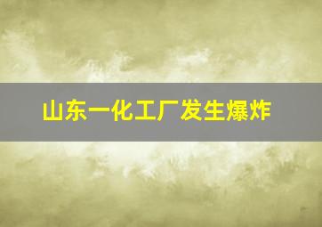 山东一化工厂发生爆炸