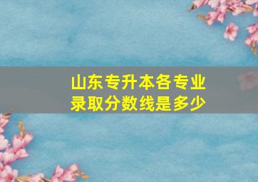 山东专升本各专业录取分数线是多少