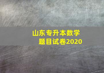 山东专升本数学题目试卷2020