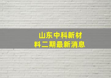 山东中科新材料二期最新消息