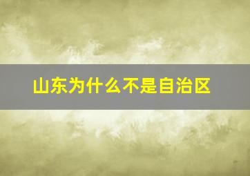 山东为什么不是自治区